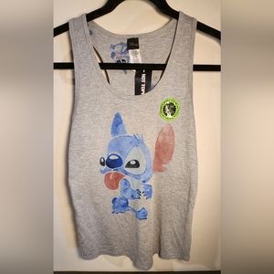 NWT Disney Stitch womens small gray reversalable  racerback tank. 2 looks in one